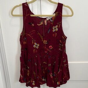 Abercrombie & Fitch Burgundy Floral Tank Top